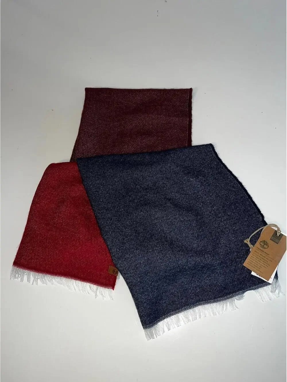 Timberland $58 Men's Medium Weight Red Navy Acrylic Scarf